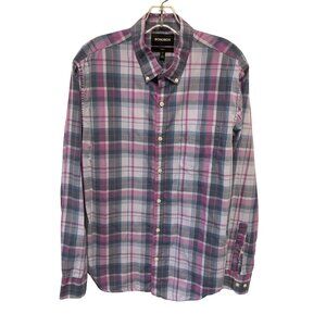 Bonobos Mens Slim Fit Long Sleeve Button-Down Shirt Plaid Purple/Blue Size Large